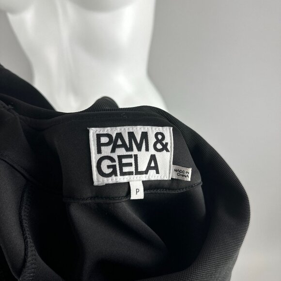 Pam & Gela Leopard Stripe Track Jacket in Black Size P XS Womens Black Polyester - Picture 3 of 7